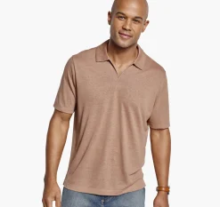 Linen-Blend V-Neck Polo