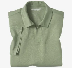 Linen-Blend V-Neck Polo