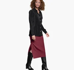 Pleated Button-Front Shirt