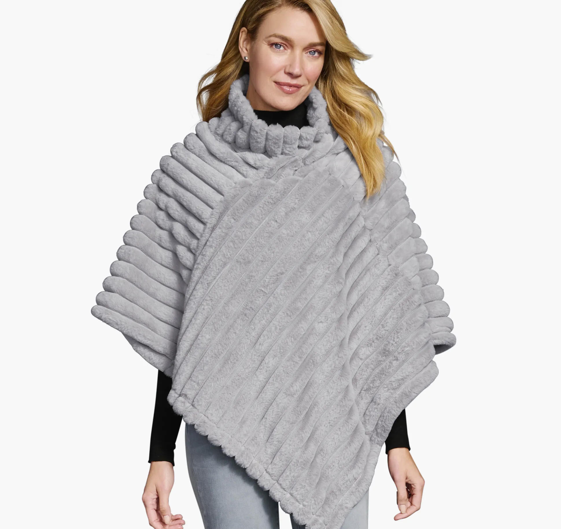 Reversible Faux-Fur Poncho