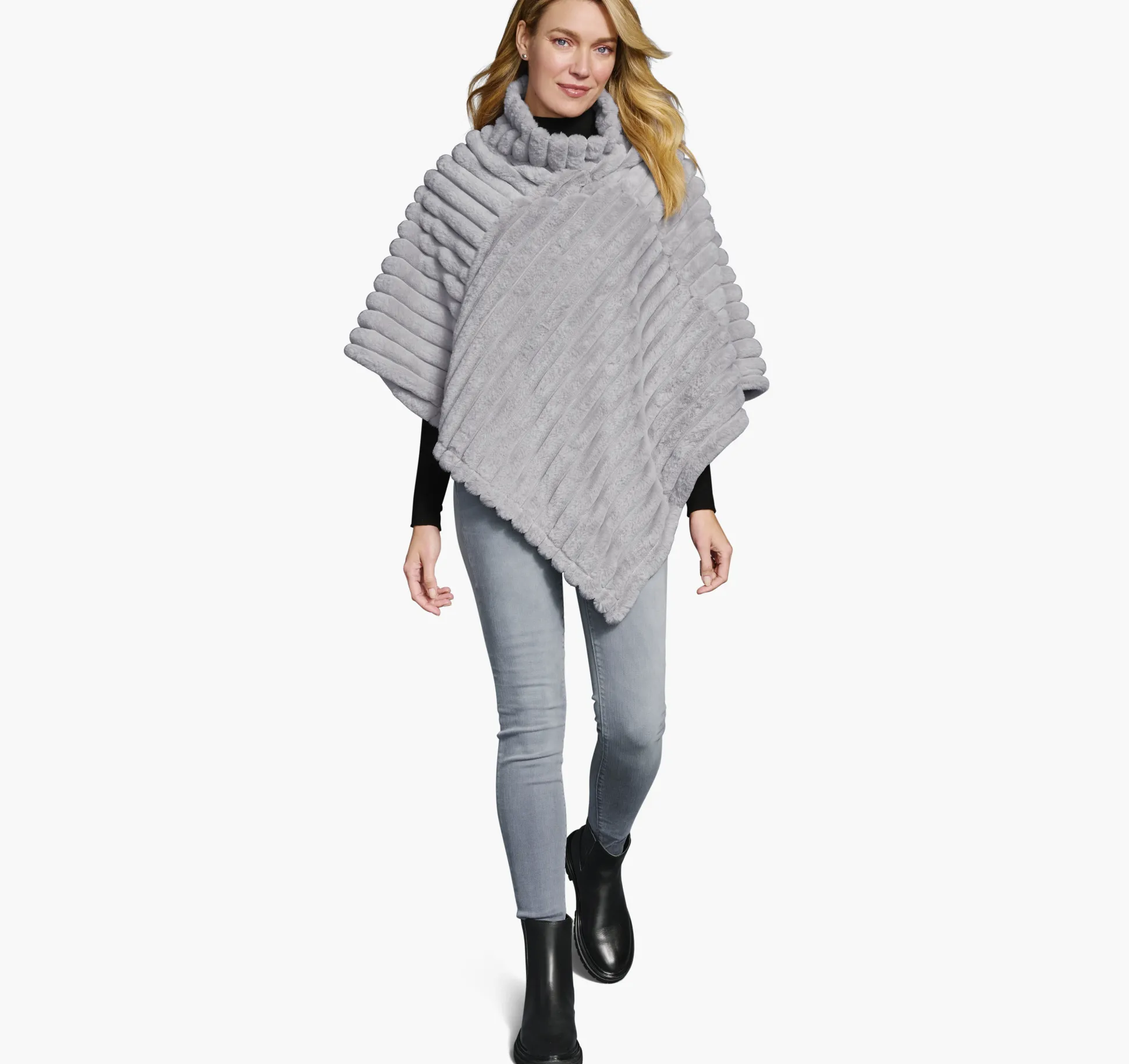 Reversible Faux-Fur Poncho
