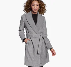 Wool-Blend Coat with Removable Knit Collar