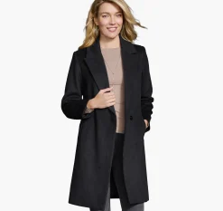 Wool-Blend Coat with Removable Knit Collar